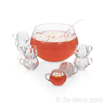 Ensemble de punch à punch à punch en verre transparent